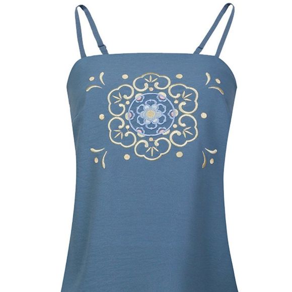 Blue Moon Embroidered Floral Camisole | Hanfu Dress Cami Top - Picture 2 of 6